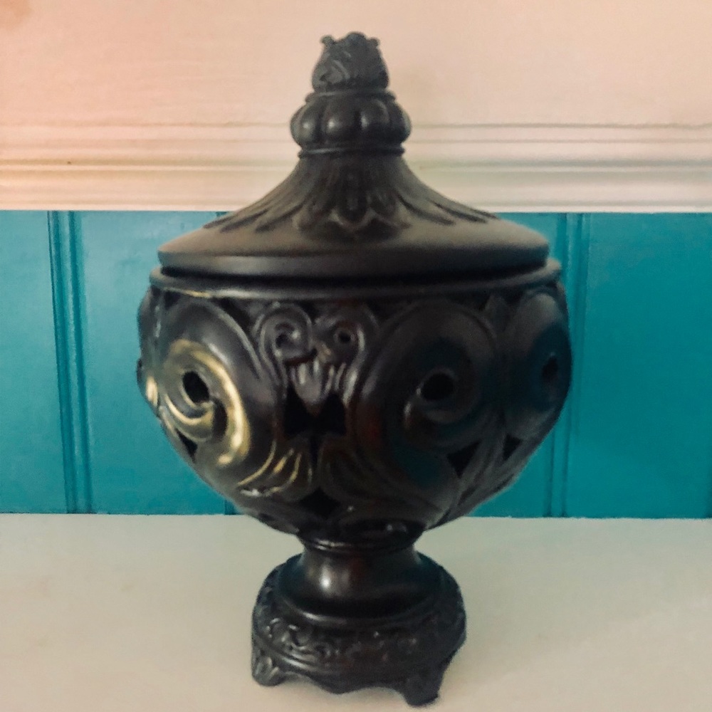 Urn black decor accent storage home living room